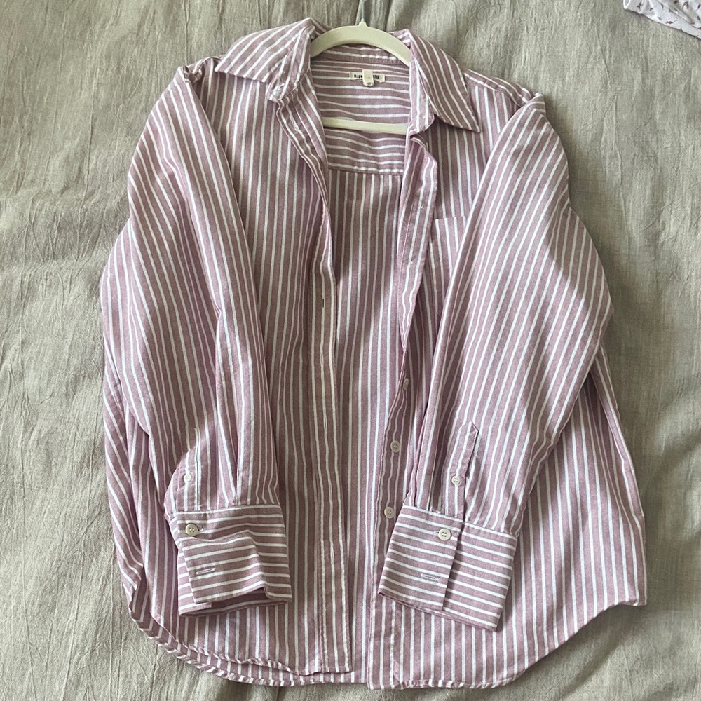 Djerf Avenue Pink Striped Button Down Shirt